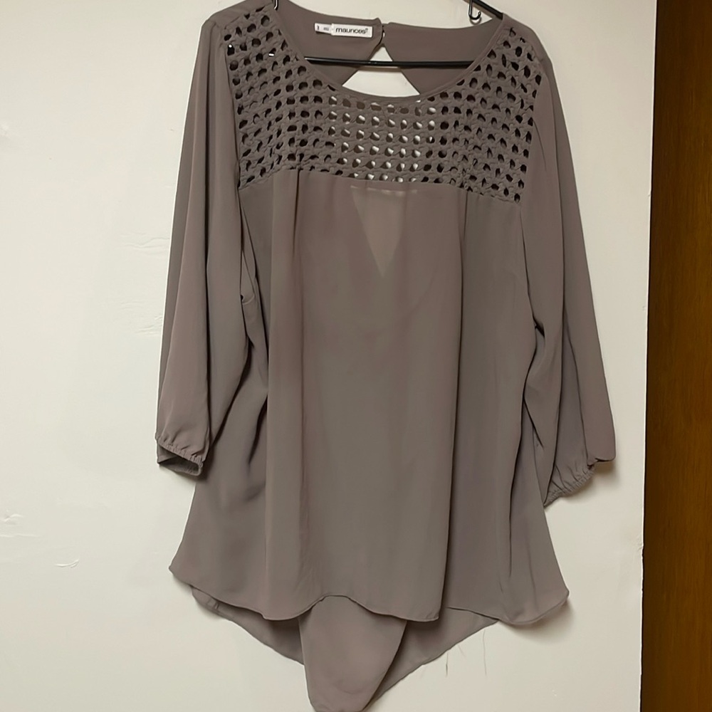 Maurice’s PlusSize 3 3/4 Sleeve Chiffon Top pale plum in color